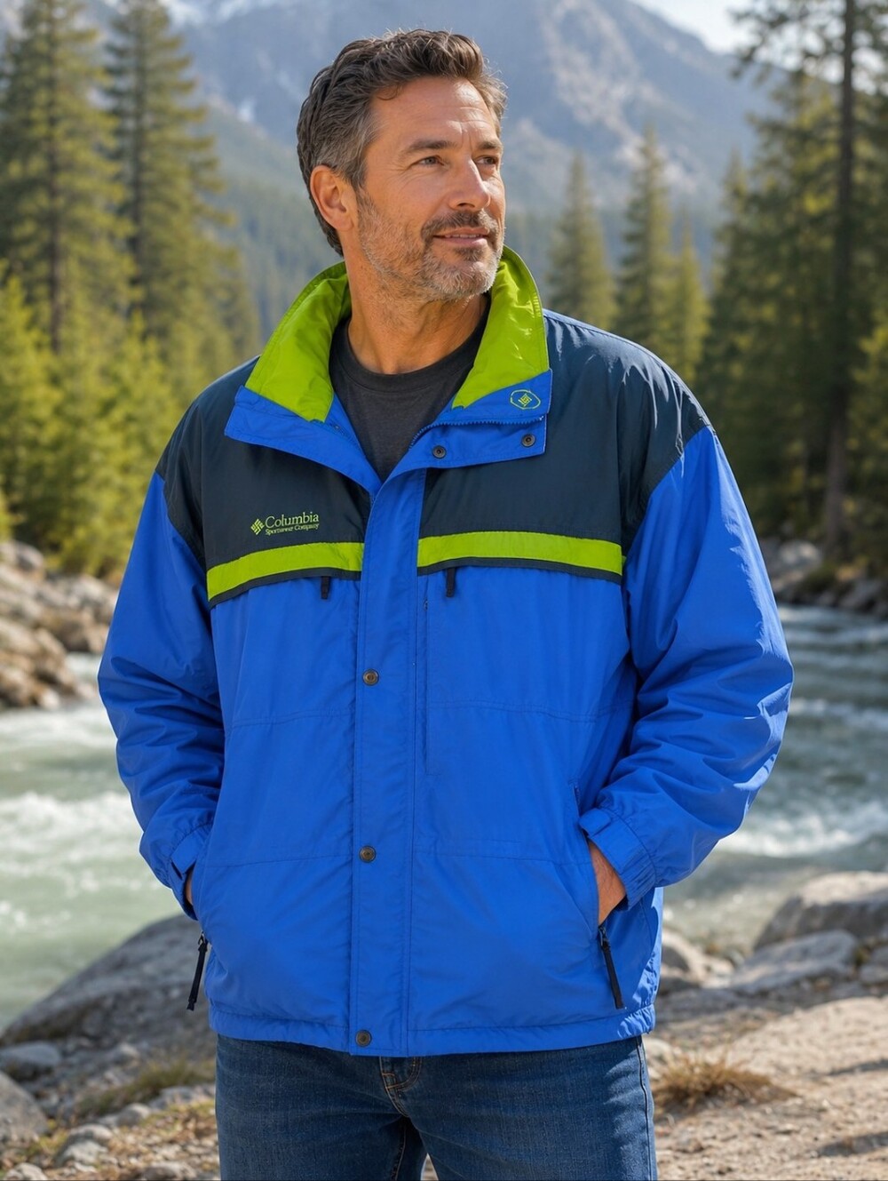 Vintage Columbia Sportswear Men’s Colorblock Shell Jacket – Large